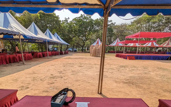 The empty stalls the day before the event.