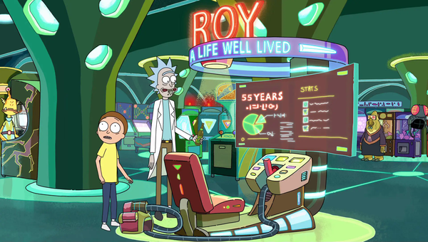 ROY: An arcade game made by an advanced alien species which simulates the life of an average american male. From Rick and Morty.